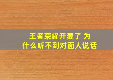 王者荣耀开麦了 为什么听不到对面人说话